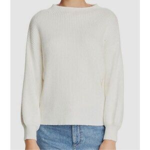 Line & Dot Off White Funnel Neckline Long Sleeve Chunky Knit Sweater Size Medium